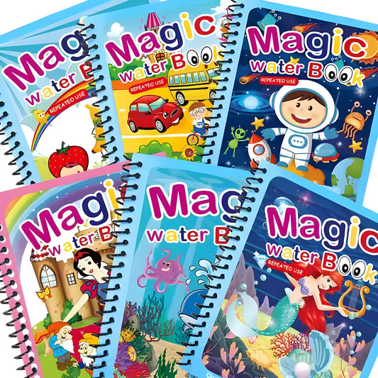 Magic Water Drawing Book for Kids – Reusable Coloring Board with Magic Water Pen – Mess-Free Painting and Learning Fun