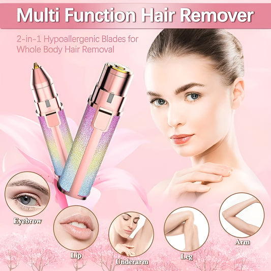 Rechargeable 2 in 1 Electric Eyebrow Trimmer and Facial Hair Shaver for Women